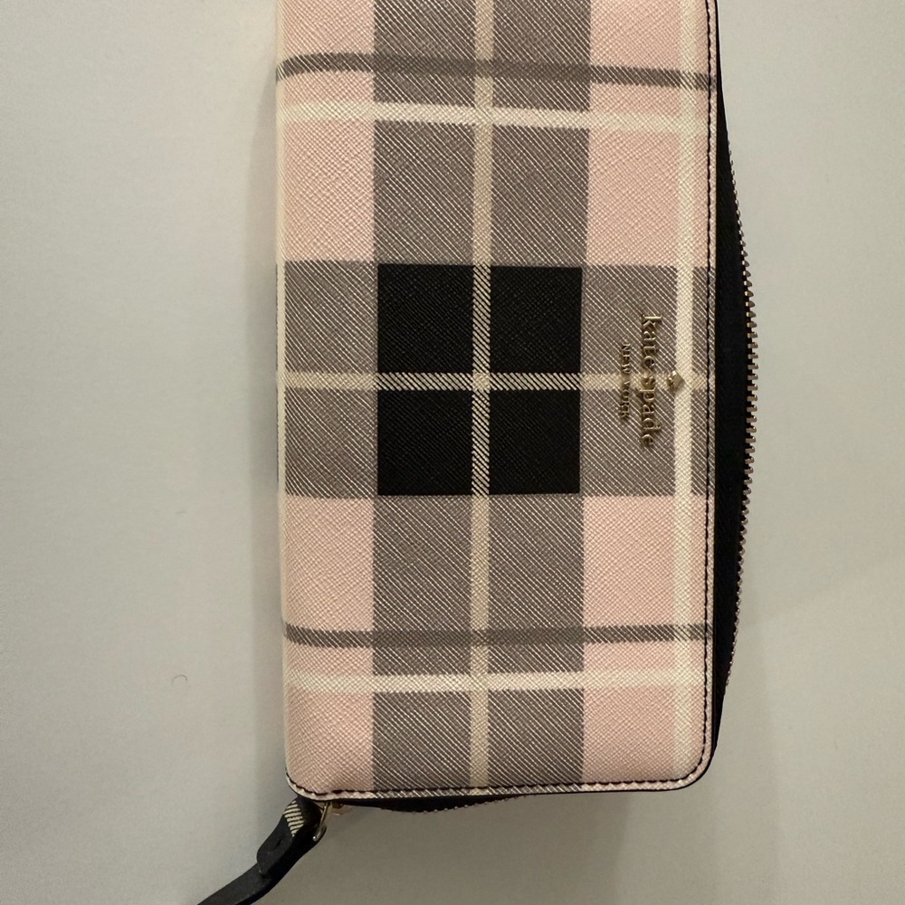 Kate Spade Pink and Black Plaid Wallet